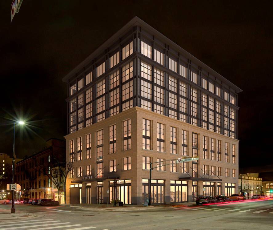 State Street hotel rendering night